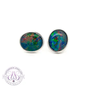 Sterling Sliver Opal Triplet Earrings 12x10mm