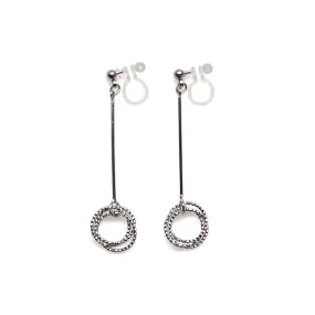 Textured triple hoop clip on earrings ( Silver tone )