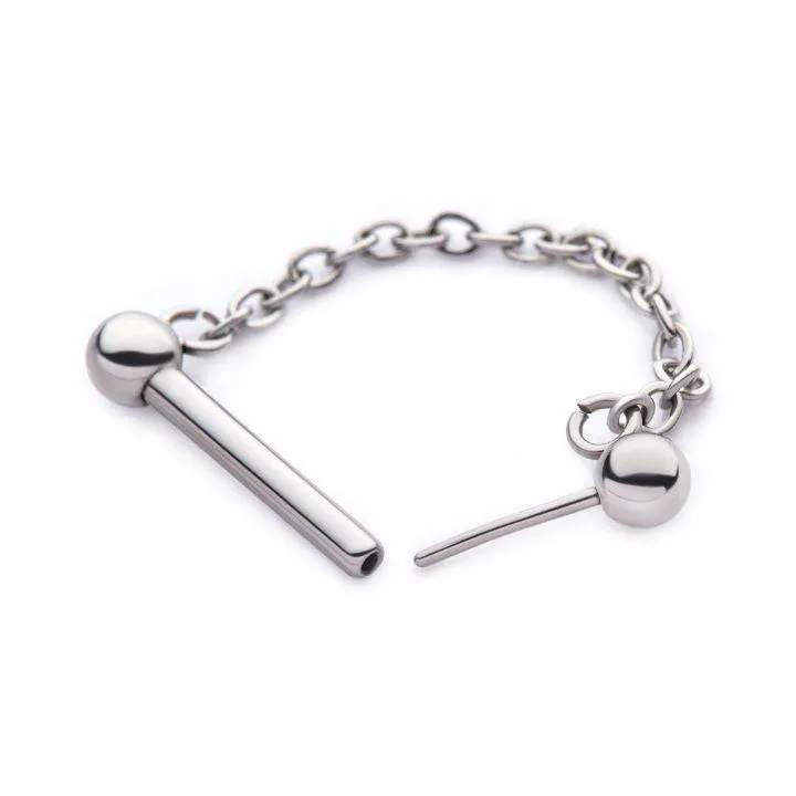 Threadless Titanium Septum Bar with Chain