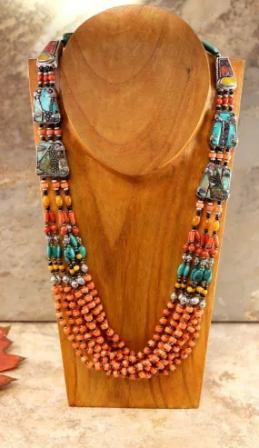 Tibetan Masterpiece Coral and Turquoise Necklace