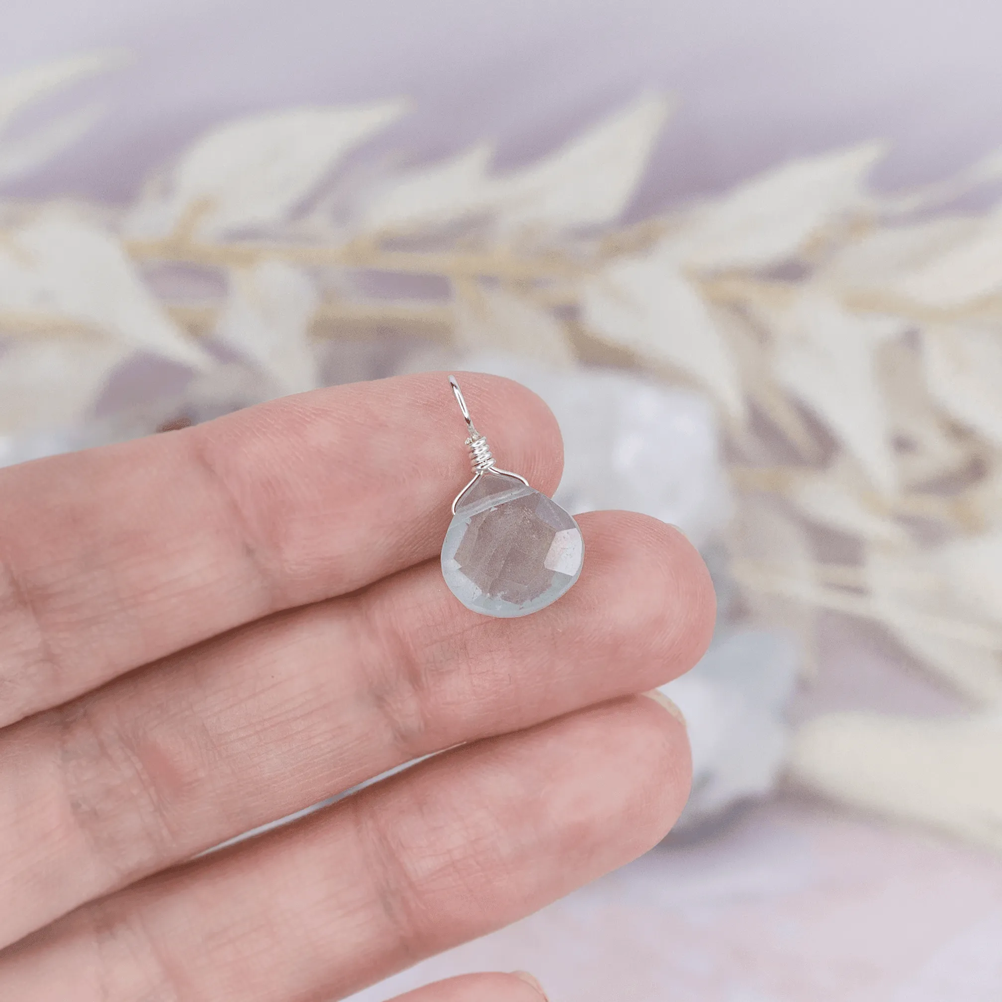 Tiny Aquamarine Teardrop Gemstone Pendant