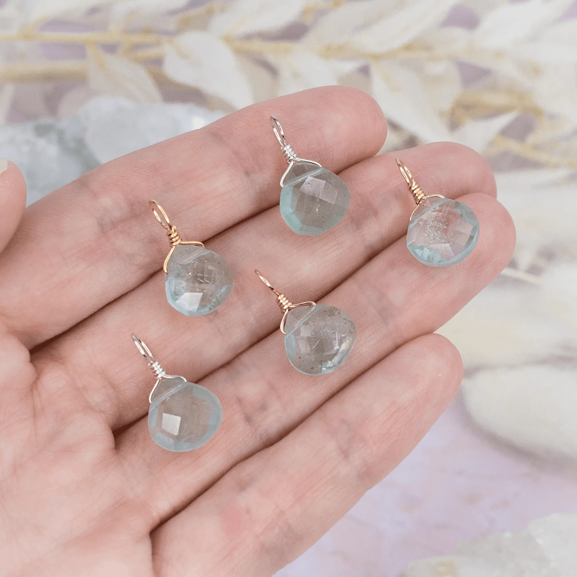 Tiny Aquamarine Teardrop Gemstone Pendant