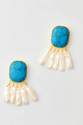 Turquoise and Pearl Morgan Earrings