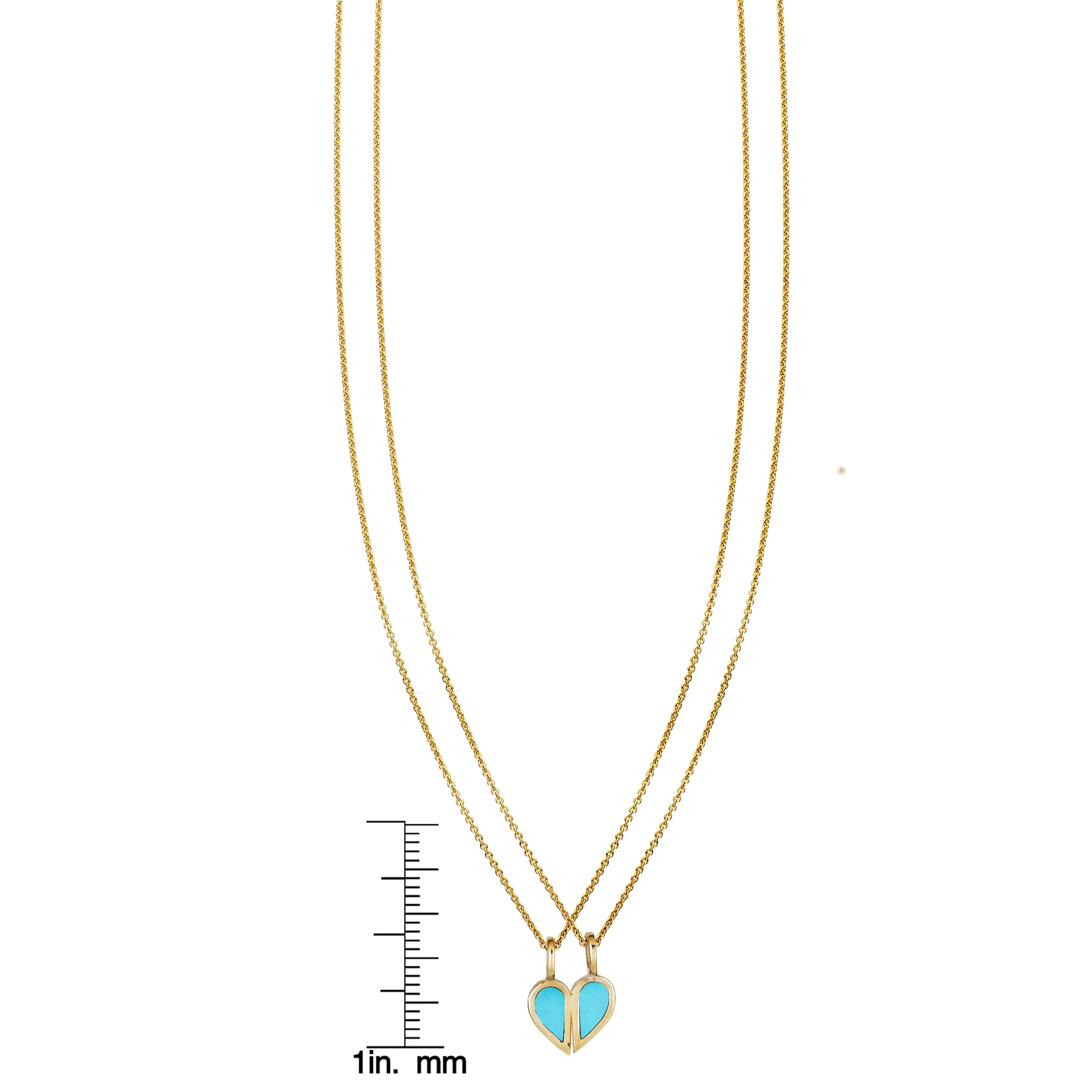 Turquoise Heart Best Friend 2-Piece Gold Necklace