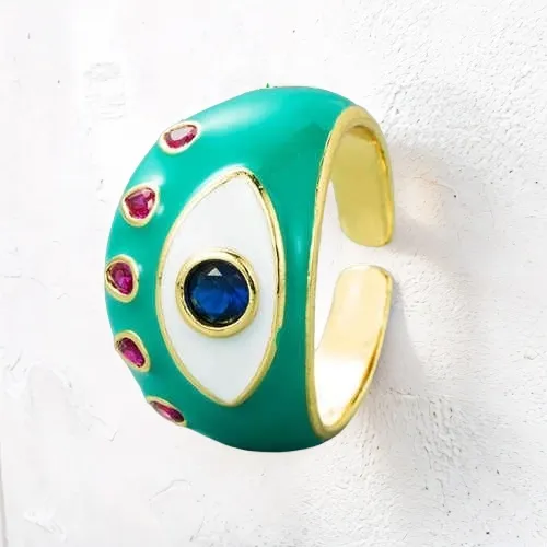 Verdant Eye Chunky: Enamel Fashion Ring