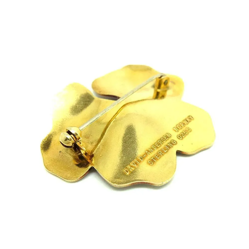 Vintage 1950s David Andersen Enamel Gilt Pansy Brooch