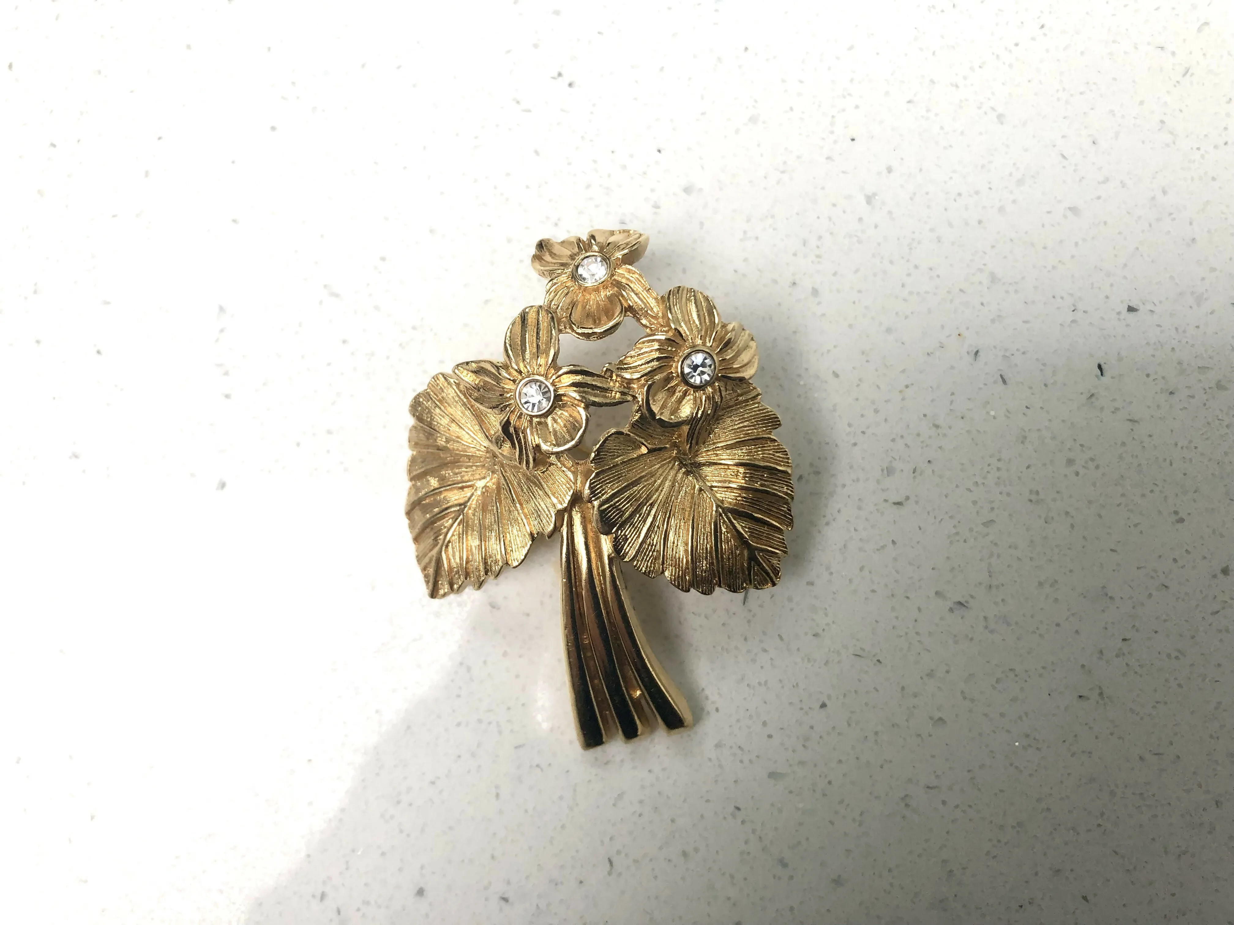 Vintage Christian Dior Floral Leaf Brooch