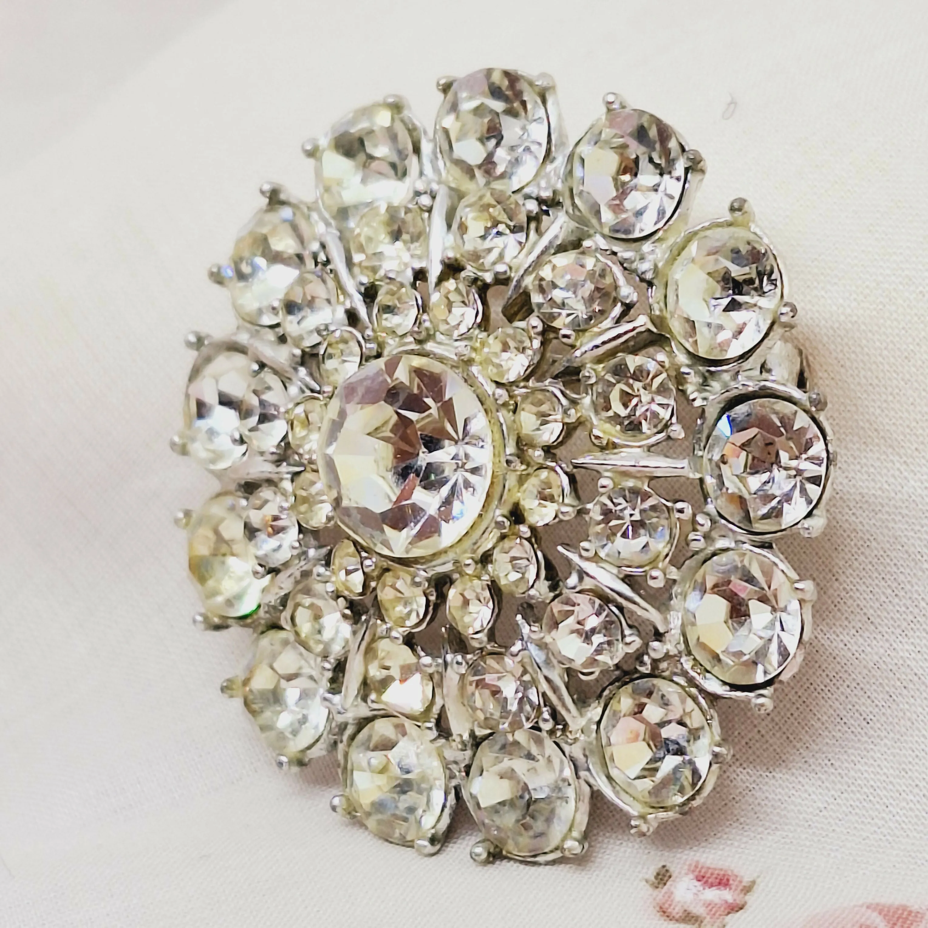 Vintage Costume Faux Diamond Brooch