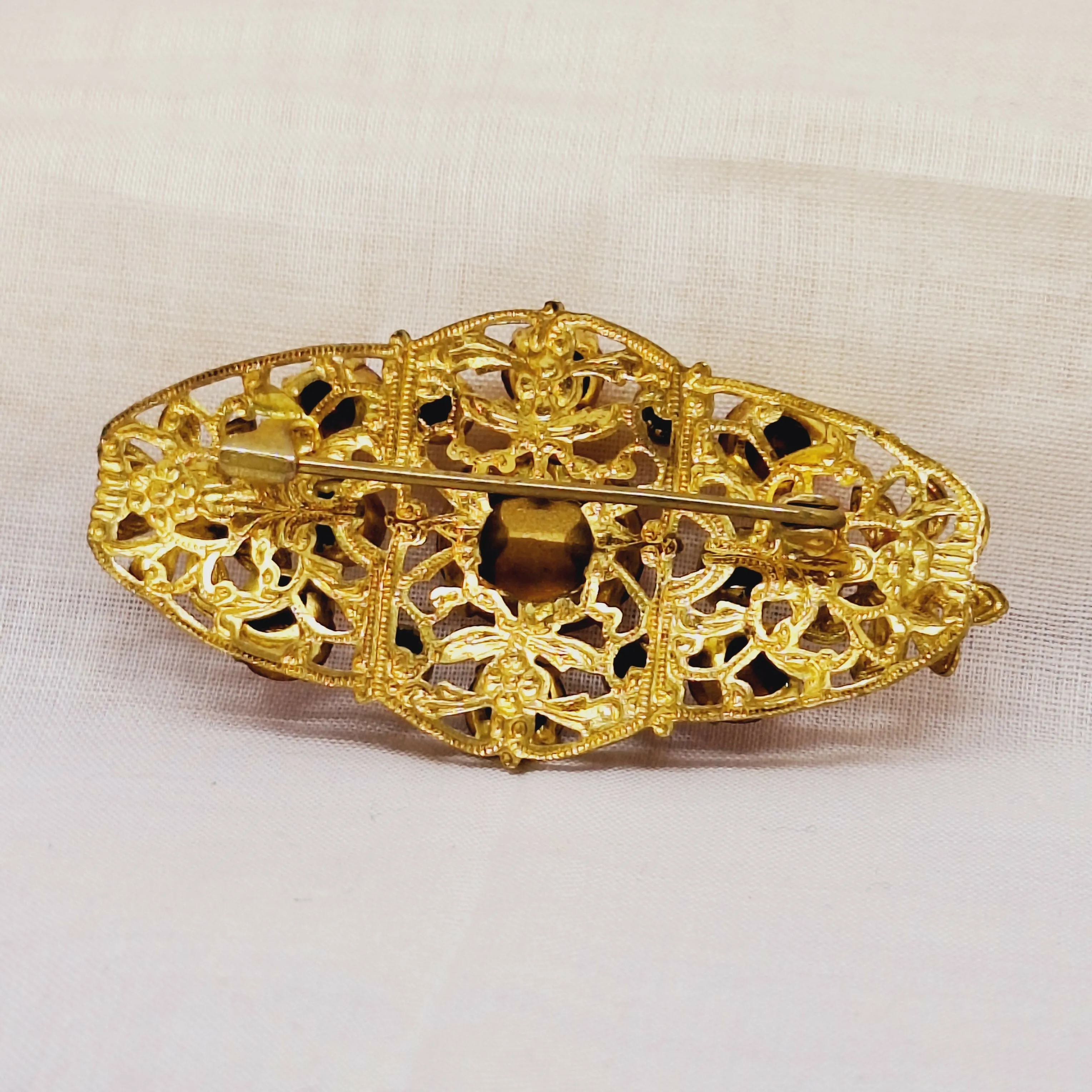 Vintage Costume Faux Pink Topaz Brooch