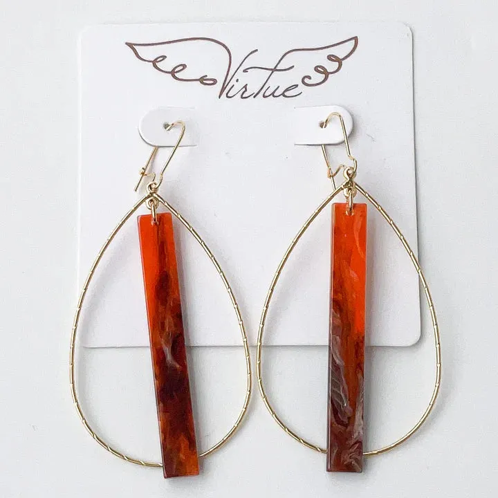 Virtue - Teardrop Hoop with Acrylic Bar