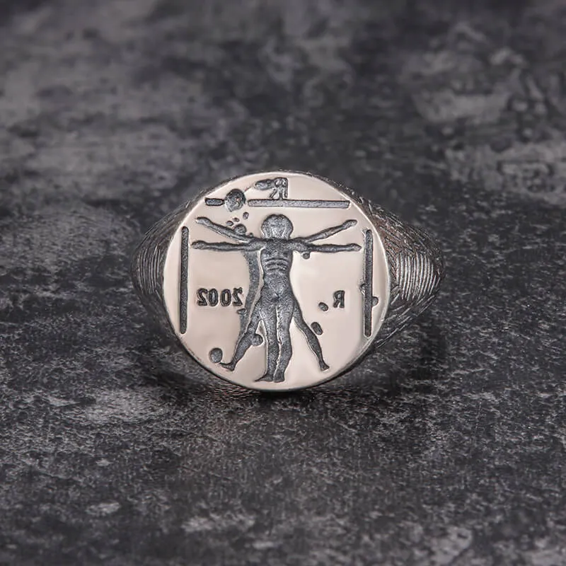 Vitruvian Man Sterling Silver Ring