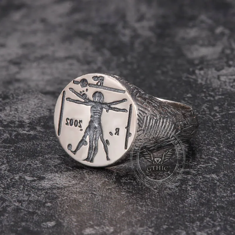 Vitruvian Man Sterling Silver Ring