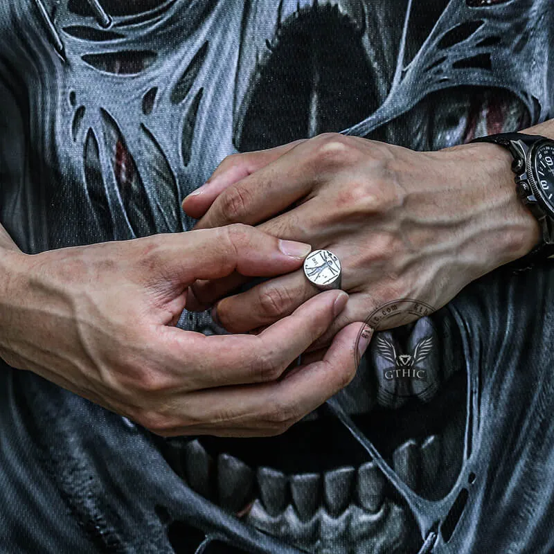 Vitruvian Man Sterling Silver Ring