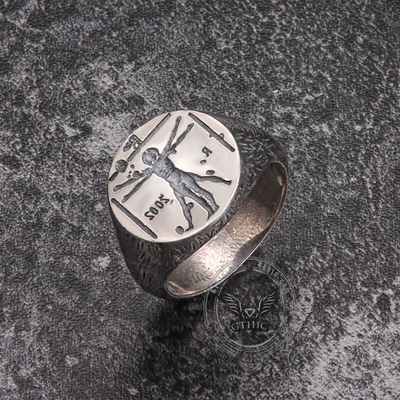Vitruvian Man Sterling Silver Ring