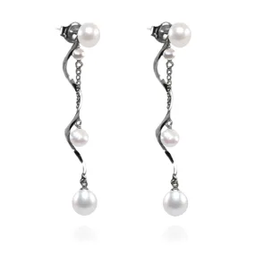 White Freshwater Pearl & Twisted Silver 'Build Your Own' Drop Earrings
