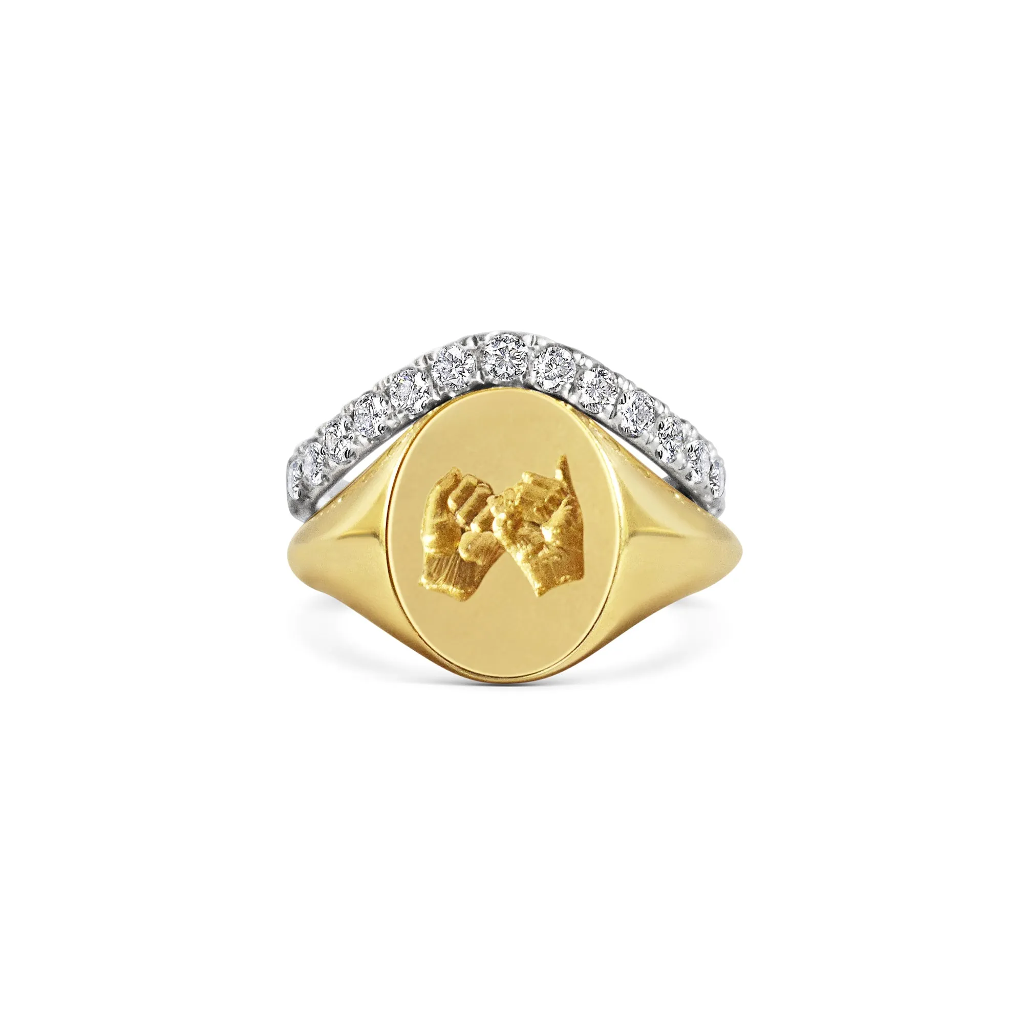 White Gold Signet Ring Keeper