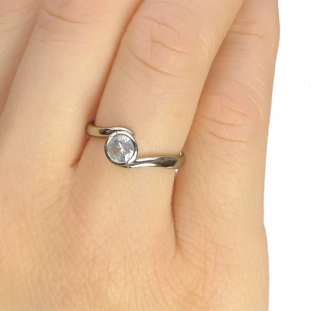 White Sapphire Swirl Ring