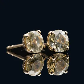 Yellow Sapphire Studs with Diamond Hidden Halo